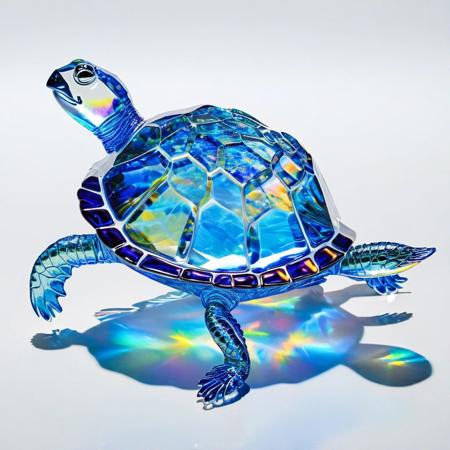 Glass turtle blue, 
Broken Glass effect, 
no background, 
stunning, 
something that even doesn't exist, 
mythical being, 
energy, 
molecular, 
textures, 
iridescent and luminescent scales, 
breathtaking beauty, 
pure perfection, 
divine presence, 
unforgettable, 
impressive, 
breathtaking beauty, 
Volumetric light, 
auras, 
rays, 
vivid colors reflects