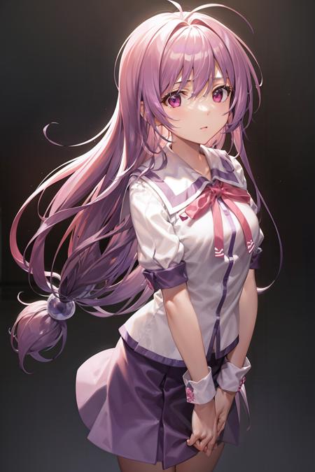 masterpiece, best quality,1girl,long hair,purple hair,simple background, iriya kana,