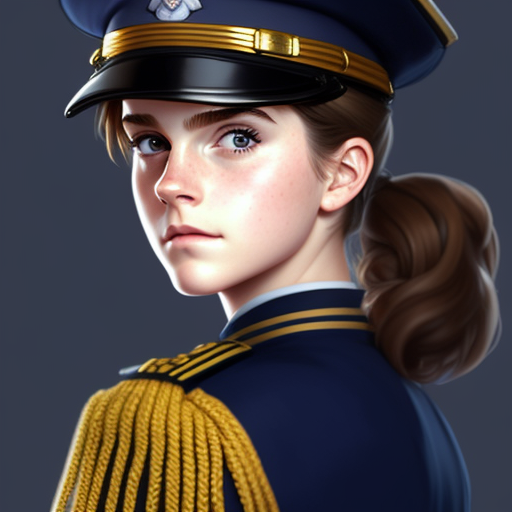 cute navy officer emma watson, natural lighting, path traced, highly detailed, high quality, digital painting, by don blut...