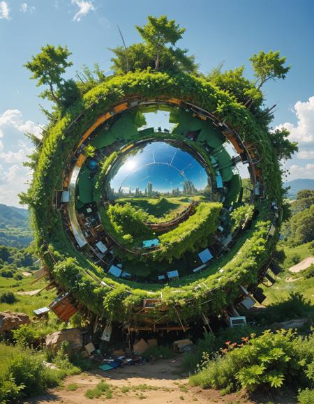 ([by Yoshiyuki Tomino|by Franz Xaver Winterhalter]:1.5), (Solarpunk Abstractivism, eco-chaos, sustainable spontaneity, solar abstraction, green expression,:0.5)