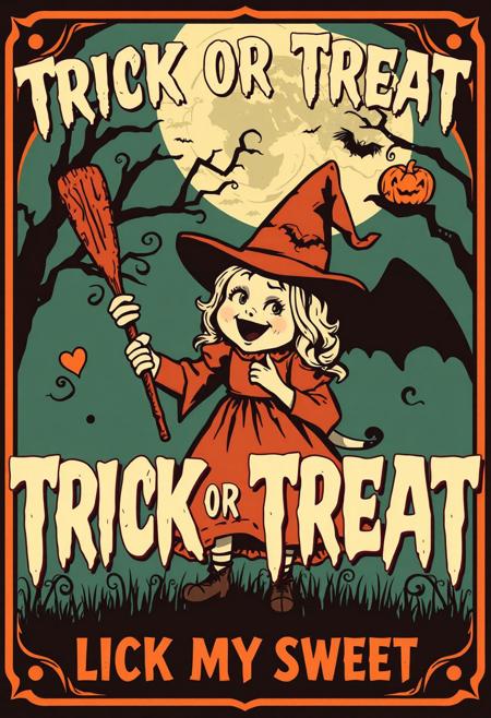 "TRICK OR TREAT LICK MY SWEET"
Vintage poster design, retro
