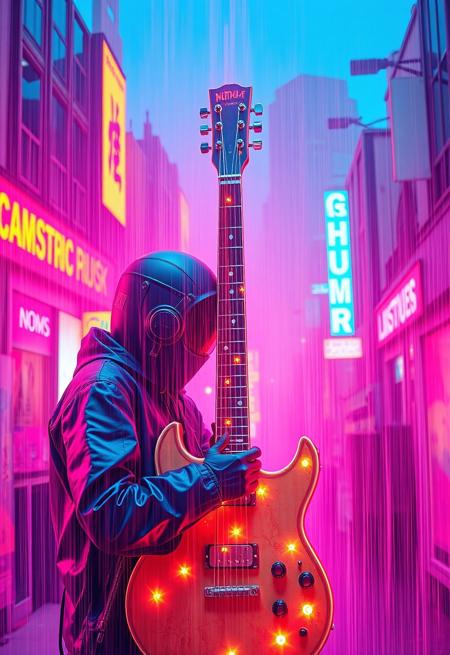 "((Color rush)),  octocore, punk, petrol colored, mucical instrument , illusion,  limitless, pale, chaotic, mucical notes , ultra detailed, cinematic  "

