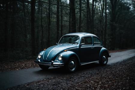 cinematic photo of a volkswagen beetle, perfect environment, dark shot, extremely detailed
