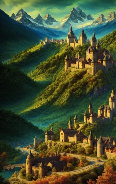 fantasy town in front of mountains, Landscape, one picture,
(masterpiece:1.9), best quality, hyperdetailed, (highest detailed:1.9), high resolution textures, dark castle near town, 
perfectly lighted, (contrast), (saturated),
<lora:Concept Art Twilight Style SDXL_LoRA_Pony Diffusion V6 XL:0.8> <lora:Expressive_H:0.8>, expressiveH <lora:officialpit_style_v11:0.5>
<lora:glowneon_xl_v1:1>