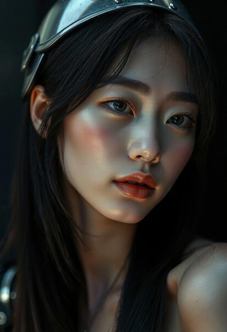 DSLR-style portrait of a slender, elegant 26-year-old Korean model, translucent pale skin with natural texture, soft shadow on cheek, diffused daylight from side, parted lips, clean background, solo, masterpiece, ultra high-res  
<lora:NOOB_vp1_detailer_by_volnovik_v1:1>
barely visible pores, subtle skin texture variation, translucent skin tone
score_9, score_8_up, score_7_up, black hair, shiny skin, wet skin, eye contact, tilted angle, moody lighting, flouting, suggestive pose, perfect quality, (abstract:0.2)  
<lora:MythAnim3Style:0.9> MythAn1m3, , asian face,
(Korean)(black eyes) (masterpiece:1.4), (best quality:1.2)
<lora:RMSDXL_Enhance: 0@0, 4@5 > <lora:Add_more_details_pony: 0@0, 1@5 > <lora:hd_4k_ntc: 0@0, 1@5 > 
(Depth of field), 
 masterpiece, high resolution, cinematic, masterpiece,
(bright lighting),
<lora:S1_Dramatic_Lighting_v2:0.15> <lora:g4n1m3XLP:0.8> <lora:d3t41l3dXLP:0.5> 
,gorgeous:4,detailed
<lora:surrealidescent_v1:3.14>
 <lora:flux dtmh:3.14> <lora:Hand v2:3.14>, SEED: 611294289, cleavage, cameltoe,
score_9, score_8_up, score_7_up, source_anime, ((solo)), calm, closed mouth, 1girl, solo, (huge breasts, thin waist, wide hips), peaceful, closed mouth, ((fujimaru_ritsuka)), orange hair, yellow eyes, above_medium hair, bangs, hair between eyes, ahoge, black_knight clothing, ((knight helmet)), metal armor, pauldrons, gauntlets, chestplate, armored skirt, black leggings, black skirt, black background,