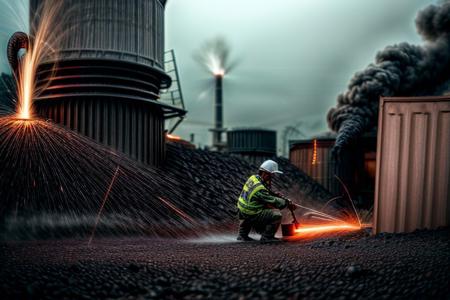 masterpiece, best quality, ultra-detailed, realistic, 8k, RAW photo, distant-view, (Dirty workers working near the metal furnace,small sparks were flying around the Dirty workers:1.37),focus on group of men workers, Huge Metallurgical Crane on distant trying to catch the dirty meth,Molten liquid hot metal, award winning realistic photography, scenery photography, perfect shadow, perfect natural lighting, rich colors, perfect composition, perfect colors, flawless complexion photo, perfect intricate detailed, Old huge metallurgical plant, surreal, real life scenery photo, top quality, trending on artstation, meadows, dust, industrial landscape, all kinds of old metal furnaces,Old industrial hall,industrial machines, fantastic, stunning, outstanding, breathtaking heavy industrial process photo, out-of-this-world scenery, detailerlora,