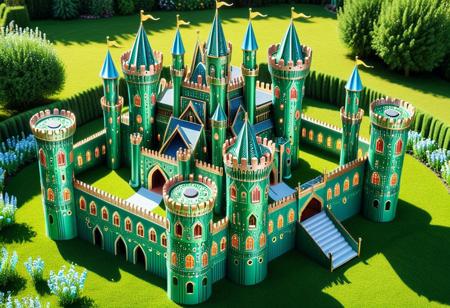 A happy cute, (castle:1.2), (pcb_style:1.5), building, architecture, Adorable, heart warming, cheerful, detailed, bright colours, shiny, eco-friendly, garden, (summer:1.8), environmental, sunlight, shadows, digital art, whimsical, playful, intricate details, high resolution, photorealistic, joyful atmosphere, gentle, soft lighting, cartoonish style, enchanting, vivid, appealing, imaginative, family-friendly, [photography, realistic, photorealistic, (8k), (highly detailed), cinematic lighting, intricate details, (high resolution), award-winning,   correct focus, realistic, realistic lighting, (highly detailed),  masterpiece], ((Cinematic Still-Shot)), no humans,