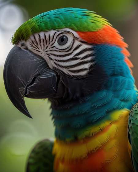macro shot, cinematic photo of parrot, colorful, dark shot, film grain, extremely detailed