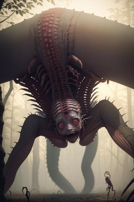 realistic horror and gore scene of a <lora:Reel_WHorror_1_2_9_ReWo_n:1> girl, outdoors, centipede,  dismembered, multiple limbs, blood pool, teeth,  rim lighting, pov, (8K, RAW photo, best quality:1.2, masterpiece:1.2), (realistic, photo-realistic:1.2), ultra-detailed,