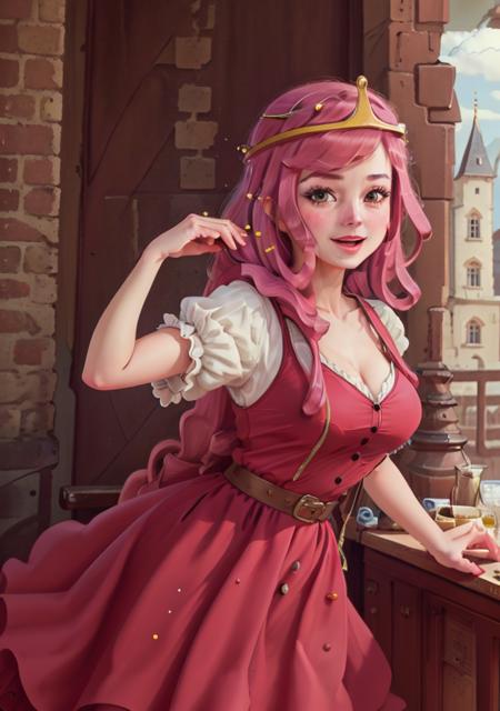 (BubblegumWaifu:1), cute, small breasts, dress, idol pose, breast focus, looking at viewer, :D,

(realistic:1.2), (realism), (masterpiece:1.2), (best quality), (ultra detailed), (8k, 4k, intricate),(full-body-shot:1),(Cowboy-shot:1.2), (85mm),light particles, lighting, (highly detailed:1.2),(detailed face:1.2), (gradients), sfw,

(detailed ladscape, castle, furniture:1.2),(detailed background),detailed landscape, (dynamic angle:1.2), (dynamic pose:1.2), (rule of third_composition:1.3), (Line of action:1.2), wide shot, solo,

 <lora:princessbublegum_character-20:0.7>