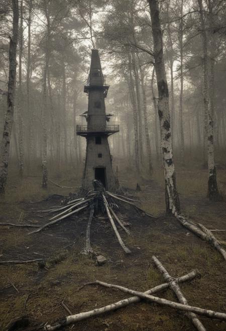Caspar David Friedrich (romanticism), Pine barrens with charred tree skeletons, birch bark peeling scrolls, napoleonic-era signal tower,corncrake in tall grass.,Art painting by Makoto Shinkai and Fiona Staples and Tran Nguyen, featured on Caravaggio,,
artstation trending, macro lens, volumetric light,
<lora:Illustration_Insanity:0.3>,
<lora:dreamshaperXL10_lora:0.7>,
<lora:extremely_detailed:0.3> extremely detailed,
<lora:DetailMaximizer:0.3>,, Surrealism art style, dreamlike and irrational imagery, explores the unconscious mind, juxtaposition of unlikely elements, challenges reality and logic
