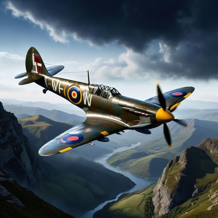 Ultra realistic full body color pencil drawn portrait of  
a Supermarine Spitfire  flying over a mountain top
BREAK
Deep dark intense midnight blue starry and misty background,
Dark theme, dynamic lighting, (soft shadows), (soft focus),  (photo realistic), uhd, 8k