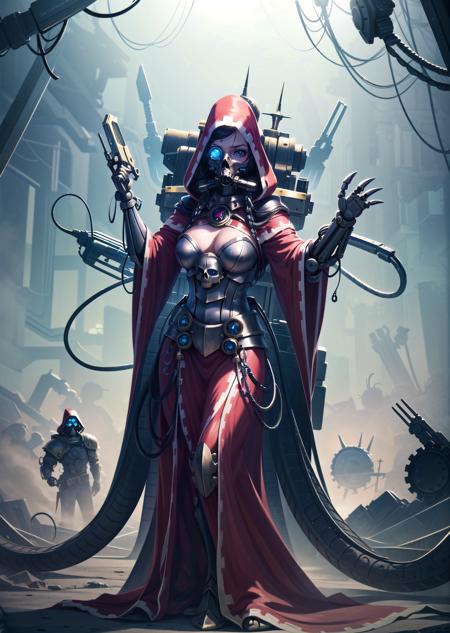 mechanical arms steampunk hood robe techpriest