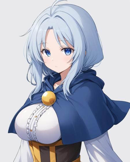 kumoi ichirin,1girl, solo, upper_body, white_background, simple_background, closed_mouth, large_breasts, long_sleeves, expressionless, capelet, hood_up, white_skin, dress
<lora:kumoi_ichirin_image1429_2023-12-20-000014:1>,star-shaped_pupils,symbol-shaped_pupils,. gorgeous,key visual, vibrant, studio anime,award-winning, professional, highly detailed,high budget, cinemascope