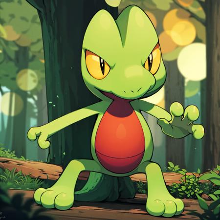 centered, award winning photo, (looking at viewer:1.2), |  Treecko_Pokemon, |forest, | bokeh, depth of field, cinematic composition, | <lora:Treecko_Pokemon_AnyLora:0.8>