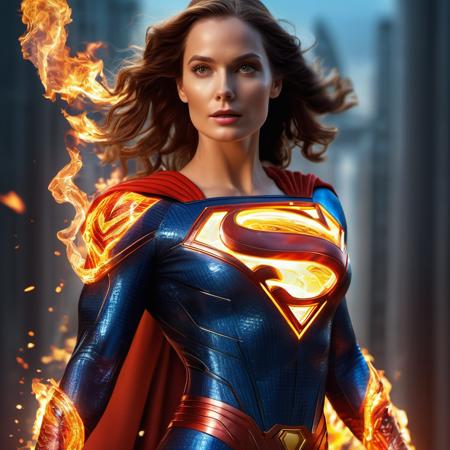 (Masterpiece, high quality, best quality, official art, beauty and aesthetics:1.2),(fire element:1.1),composed of fire elements,<lora:xl-shanbailing-1003fire-000010:0.9>,(superman),,highly realistic,graceful poses,transparency,Sci-fi light effects,(Illuminated circuit board),,dress,flame,