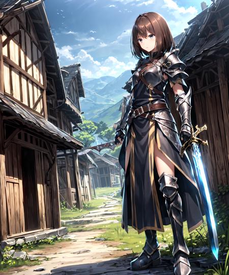 1girl, (armor:0.7), gauntlets, sword, warrior, brown hair, black eyes, village, full body
<lora:ryosiosV1-04:0.7> ryosios