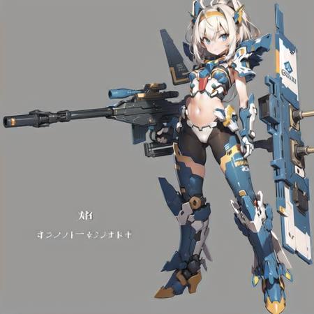 1girl,solo,mecha musume,Simple Background,weapon,looking at viewer,gun,holding,msgirl girl,<lora:msgirlv1:1>