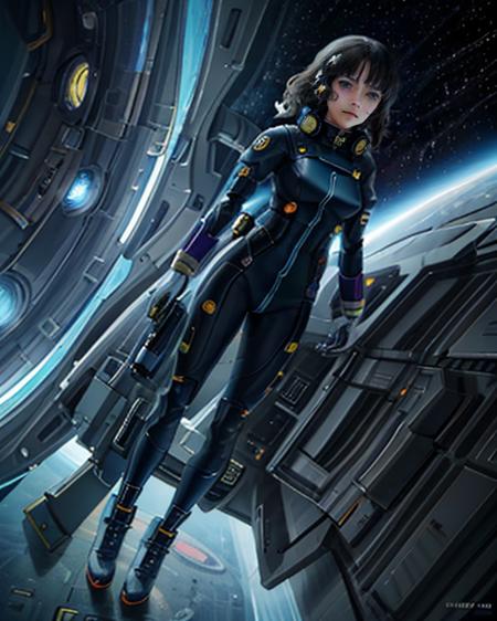 (anime), (illustration), cartoon, detailed, (AlSe:0.8), A woman in a futuristic space uniform, against the background of the spaceport, close up <lora:i65_An_768AlSe_100_128_Cap:0.7> <lora:detail_slider_v4:2>, maximum details