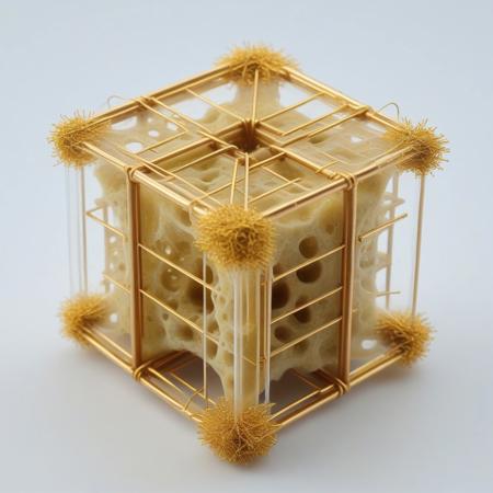 Soap film dendrite 7th level Menger sponge mating with a Sierpiński gasket nixie tubes but made of diaphanous aerogel interwoven with thin copper tubing and gold wire recycled from ENIAC.