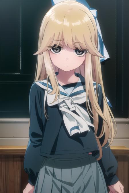 uramimagahara, <lora:urami magahara s1-lora-nochekaiser:1>,
urami magahara, long hair, blonde hair, (black eyes:1.5),
BREAK skirt, school uniform, serafuku,
BREAK indoors, classroom,
BREAK looking at viewer, (cowboy shot:1.5),
BREAK <lyco:GoodHands-beta2:1>, (masterpiece:1.2), best quality, high resolution, unity 8k wallpaper, (illustration:0.8), (beautiful detailed eyes:1.6), extremely detailed face, perfect lighting, extremely detailed CG, (perfect hands, perfect anatomy),