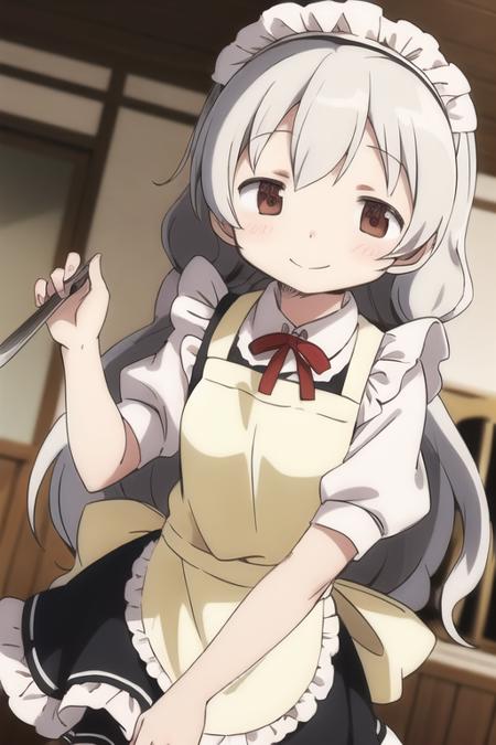 momoe_nagisa
, maid, skirt, white_apron , white shirt, white sleeves ,