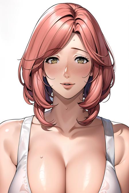 Simple Background, White Background,
white dress,cleavage, collarbone, sleeveless,
<lora:Abou_Koron_World_End-KK77-V1:0.7>,
pink hair,yellow eyes,Short_hair,
<lora:Oda_Non_Style-KK77-V2:0.3>,<lora:more_details:0.1>,
1 girl, 20yo,Young female,Beautiful Finger,Beautiful long legs,Beautiful body,Beautiful Nose,Beautiful character design, perfect eyes, perfect face,expressive eyes,perfect balance,
looking at viewer,(Focus on her face),closed mouth, (innocent_big_eyes:1.0),(Light_Smile:0.3),
official art,extremely detailed CG unity 8k wallpaper, perfect lighting,Colorful, Bright_Front_face_Lighting,White skin,
(masterpiece:1.0),(best_quality:1.0), ultra high res,4K,ultra-detailed,
photography, 8K, HDR, highres, absurdres:1.2, Kodak portra 400, film grain, blurry background, bokeh:1.2, lens flare, (vibrant_color:1.2),professional photograph,
(Beautiful,large_Breasts:1.4), (beautiful_face:1.5),(narrow_waist),