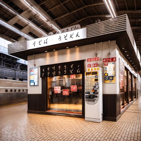 STOKYO, STSSOBAYA, shop, scenery, building, train station, sign, real world location, shop, door, outdoors, window, air conditioner, ceiling light