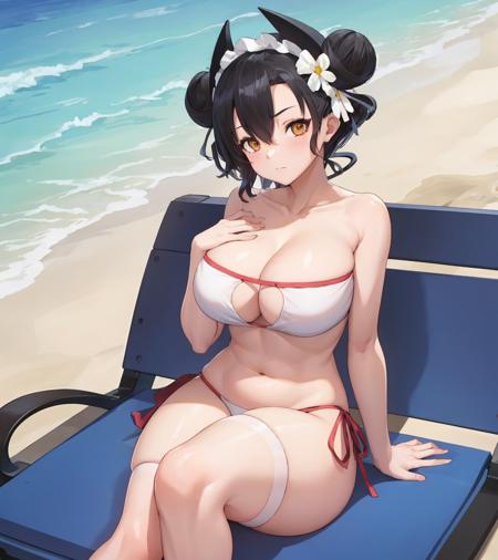 1girl, (agentsf:1.2), beach, spasswimsuit, black hair, double bun, short hair
<lora:AgentSF:1> <lora:SPASSwimsuit_Costume:.8>