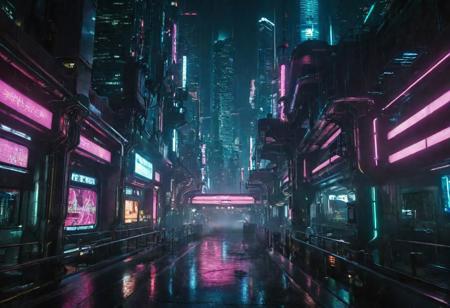 A dark fantasy film, mind blowing mind bending scene, cyberpunk city, corporate city area, skyscrapper, neon lighting, neon signs, piping system, metro system, hologram, acid rain, absurdes design, in the style of Christopher Nolan and Ghost in the Shell, masterpiece, cinematic shot, cinematic lighting, high quality, realistic, ray tracing