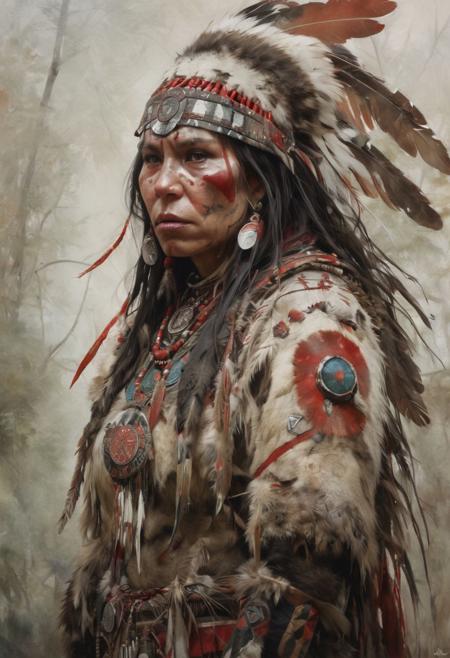 North American female native shaman Spawn from Image comics, masterful painting in the style of Anders Zorn | Marco Mazzoni | Yuri Ivanovich, Todd McFarlane, oil on canvas