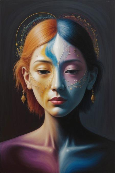 Generate a unique surreal painting exploring the theme of the human figure, psychology, and psyche. Envision broad strokes forming organic patterns, utilizing a palette of harmonious colors. Each iteration should manifest distinctiveness, capturing the ethereal nature of the mind and the intricate dance of emotions. Emphasize the interplay between the tangible and intangible aspects of the human experience, creating a visual representation that transcends conventional boundaries. Infuse the artwork with a sense of mystery, allowing the viewer to delve into the depths of the subconscious. Execute the painting with a dynamic fusion of form and abstraction, invoking a profound connection to the complexities of the psyche. Ensure that each stroke contributes to the overall harmony of the composition, while simultaneously revealing the enigmatic layers of the human mind. Let the colors and patterns resonate with emotional depth, inviting observers to interpret and immerse themselves in the surreal realm of psychological exploration.