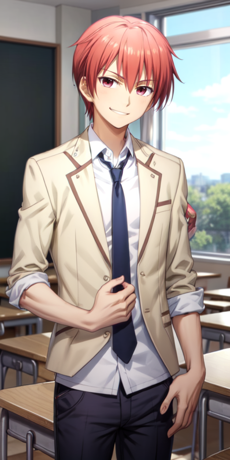 otonashi yuzuru red hair brown eyes school uniform