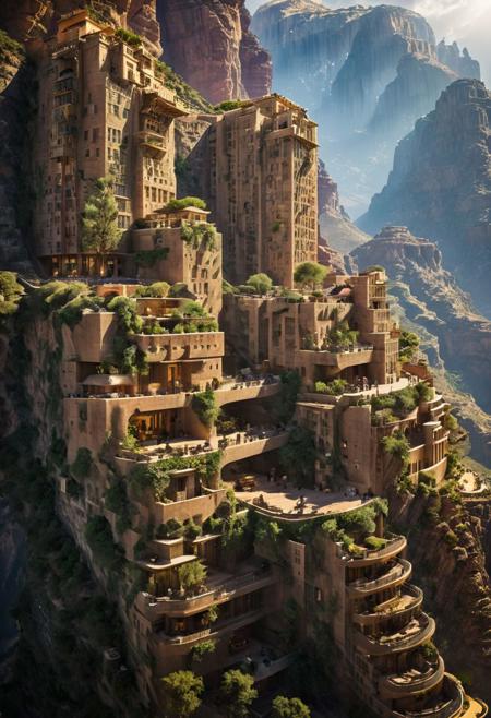 (The colonial city of the future, in the mist-filled Grand Canyon, on an unknown Earth-like planet, 2 moon on sky, Spaceship flight connects colonies, waterfulls:1.3), (Machu Picchu, a mountain settlement, incredibly spectacular:1.2), (Mario Botta:1.3), (avant-garde, future, reality, science fiction, photorealistic), (modern architecture:1.2), 
(Large Files, Ultra Realistic, 8K, 16k, FHD, HD, VFX, Perfect, Photography, composition, Architecture Sales Photography, Architecture Competition, Ultra High Resolution, Cinematography, High Resolution Image:1.1), (dramatic lighting, direct sunlight, ray tracing, clear shadow:1.2),  (real landscape:1.1), (blurred background:1.0), (urban background, more_details) ,
ac_neg1, great lighting, clear, hillscastel, extrusionbuilding, vertical