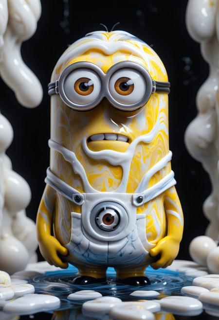 Liquid Marble, a yellow and white minion made of liquid marble, MinionStyle