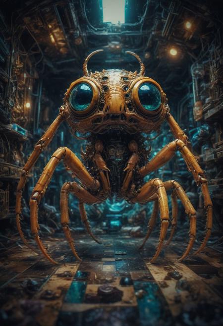fisheye lens (fisheye view) photograph, ((The Pincer is a tough, positional chess player who will squeeze you over the board until you resign, it's ELO is reported as 2.50777%, it looks similar to a (whipScorpion) mechanical alien,)) echo image, sidelit, masterpiece from a different dimension, film grain, noise offset,  <lora:add-detail-xl:1>  candid photography, Getty Images quality photograph , double exposure, multiple-exposure photograph, UHD, very slow shutter speed to capture motion, experimental coloured lighting, experimental angles, strong fisheye-lens/ intense fisheye-view photograph, intricately detailed, very detailed background, realisticvision-negative-embedding, realisticvision-negative-embedding, epiCRealism