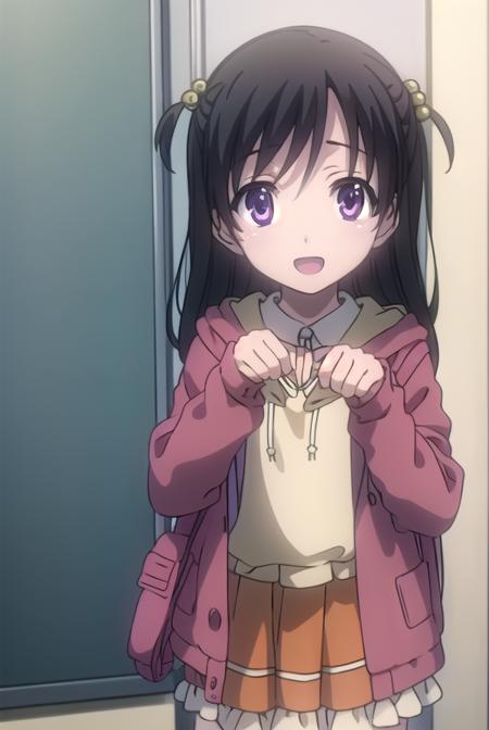 kokorokatsura, <lora:kokoro katsura s1-lora-nochekaiser:1>,
kokoro katsura, long hair, black hair, hair ornament, (purple eyes:1.1), two side up, hair bobbles, smile, open mouth,
BREAK long sleeves, dress, jacket, socks, hood, kneehighs, red dress, white socks, slippers,
BREAK indoors, classroom,
BREAK looking at viewer, (cowboy shot:1.5),
BREAK <lyco:GoodHands-beta2:1>, (masterpiece:1.2), best quality, high resolution, unity 8k wallpaper, (illustration:0.8), (beautiful detailed eyes:1.6), extremely detailed face, perfect lighting, extremely detailed CG, (perfect hands, perfect anatomy),