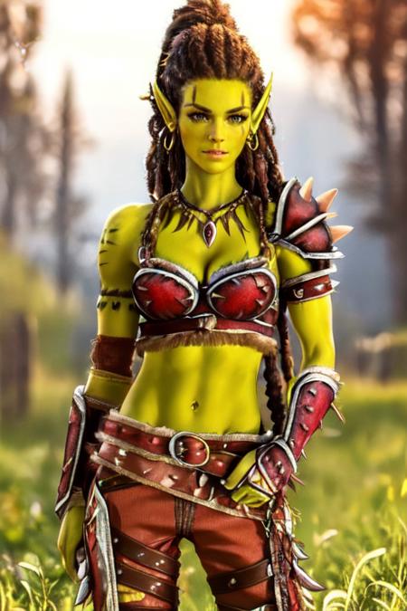 1girl, green skin, pointy ears, short hair, twintails, tusks, orc, braid, armor, facial mark, tattoo, earrings, pants, belt, necklace, breastplate, fur trim, bare shoulders 1girl, long hair, braid, armor, pauldrons, facial mark, green skin, orc, dreadlocks, vembraces, cuirass, belt, black pants, tusks 1girl, long hair, dreadlocks, braid, boots, green skin, facial mark, pointy ears, orc, crop top, loincloth, tusks, necklace, choker 1girl, green skin, pointy ears, long hair, dreadlocks, green skin, tusks, orc, braid, armor, facial mark, tattoo, earrings, pants, belt, necklace, bikini, gauntlets, fur trim, shoulder pads, spikes