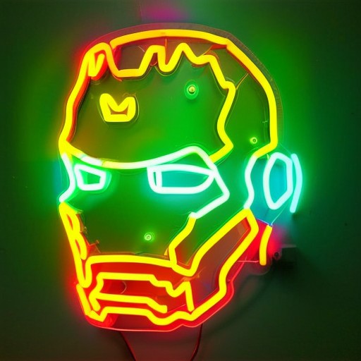 iron man, neon light, neon sign, neon, LED, easynegative
