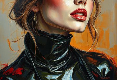 breathtaking alla prima oil painting, abstract model in latex shiny outfit  avant-garde, close up, alla prima style, oil on linen, painterly oil on canvas, painterly style, exquisite composition and lighting, modern painterly masterpiece, by alexi zaitsev, award-winning painterly alla prima oil painting.
Overall, it's an absolute world-class masterpiece oil painting. It's an aesthetically pleasing oil painting with impeccable attention to detail and impressive composition.