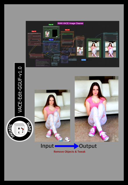 ComfyUI beginner friendly WAN VACE GGUF Cleaner & Tweaker Workflow by SarcasticTOFU VACE-Edit-GGUF-v1.0
