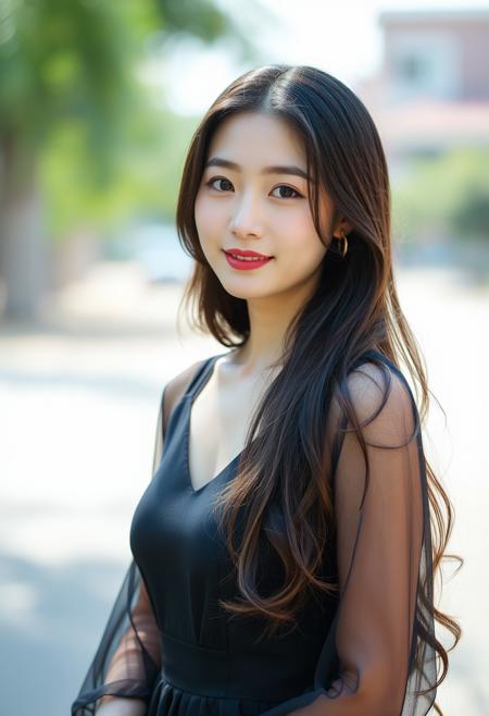 araffe woman with long dark hair and a black dress, female actress from korea, fan bingbing, gorgeous young korean woman, asian beautiful face, gorgeous chinese model, beautiful oriental woman, beautiful young korean woman, cute korean actress, beautiful south korean woman, cinematic goddess close shot, like liangchao wei, kasumi arimura style 3/4