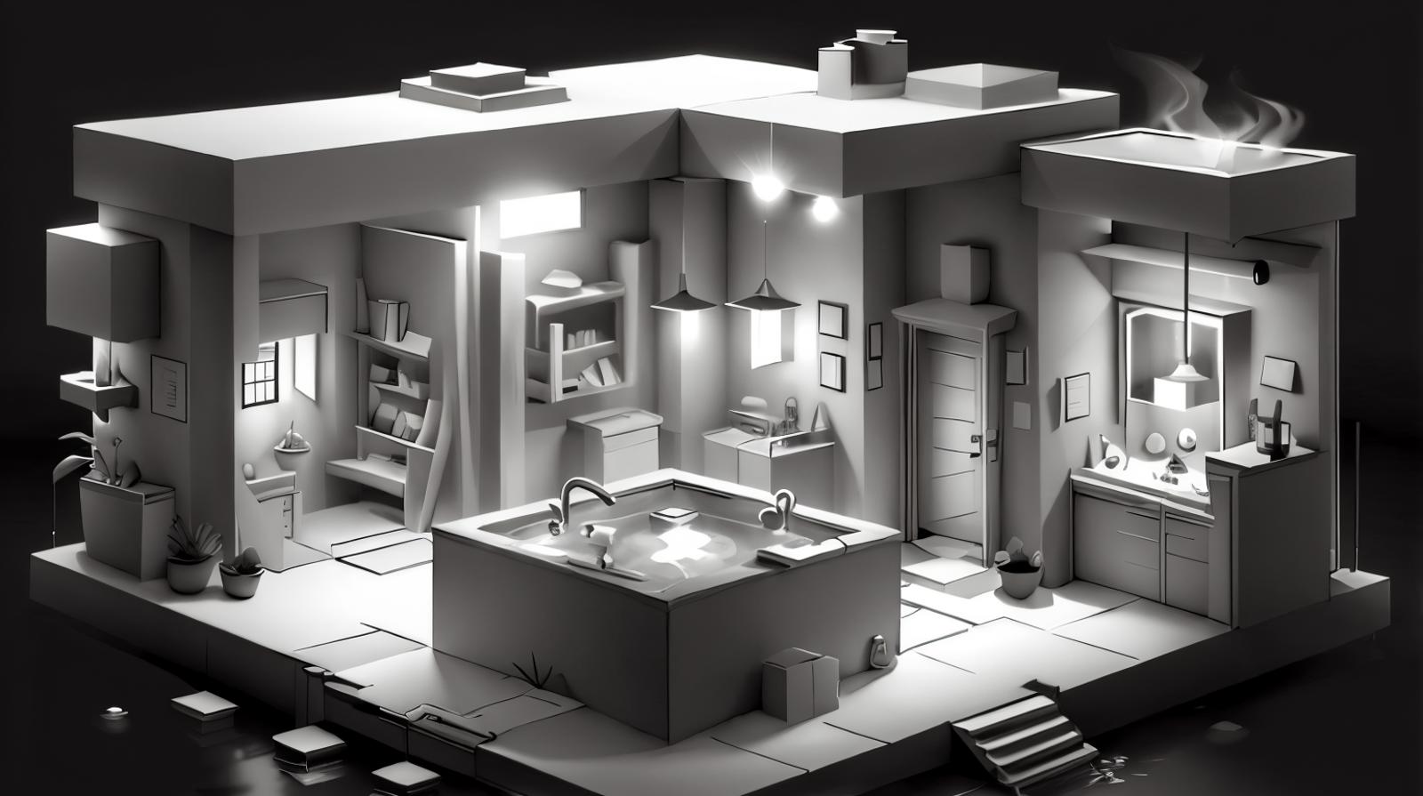 Whitebox Style - Environment - Level Design Concept Art - Game Dev Tool image by mnemic