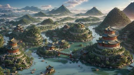 <lora:XSArchi_127:0.3> a photograph of fantasy chinese tribal cities, ((confucianism, villages, family:1.3)), (stone, ethnic engraving), neanderthal and homo sapiens war, cliff, market, dog, majestic apartment, tree house, golden cities, wonderful cinematic, futuristic, scifi, magical, <lora:djzMarketplaceV21:0.2> marketplace style, crowd, people, standing, building, pottery, garden,((perfect quality)),  <lora:add_detail:1>