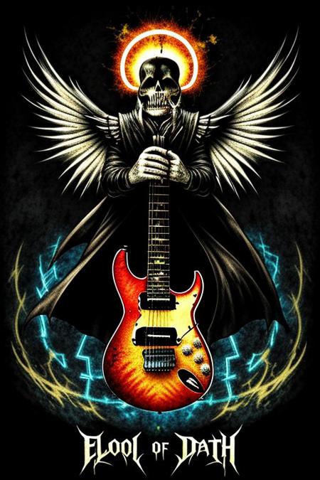 angel of death metal, electric guitar, blood