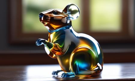 <lora:colouredglazecd_xl-000006:0.6>, a statue of a rat made of glass in office scene, full body, colorful theme, (transparent:1.3, see-through:1.3), colouredglazecd_xl, indoors, chinese zodiac, wooden table, cutie, cute, still life, animal statue, front view, facing viewer, looking at viewer, (Unbelievable Digital Artwork:1.3), fine art, CGSociety, ArtStation, master works, 8K,HDR,UHD,masterpiece,best quality,highly detailed,emotional,harmonious,high budget,moody,epic,gorgeous,high resolution,perfect lighting,finely detail,extremely detailed,ultra detailed,realistic,photorealistic,huge filesize,photographic,real,wallpaper,moody lighting,volumetric lighting,reality ray tracing