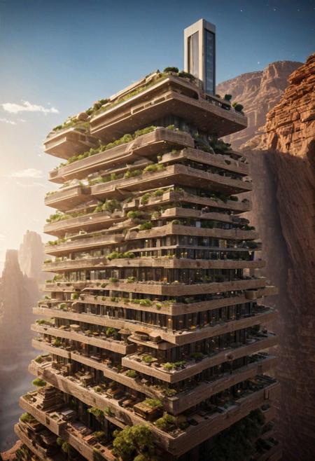 (The colonial city of the future, in the mist-filled Grand Canyon, on an unknown Earth-like planet, 2 moon on sky, Spaceship flight connects colonies:1.3), (Richard Meier:1.2), (Mario Botta:1.3), (avant-garde, future, reality, science fiction, photorealistic), (modern architecture:1.2), 
(Large Files, Ultra Realistic, 8K, 16k, FHD, HD, VFX, Perfect, Photography, composition, Architecture Sales Photography, Architecture Competition, Ultra High Resolution, Cinematography, High Resolution Image:1.1), (dramatic lighting, direct sunlight, ray tracing, clear shadow:1.2),  (real landscape:1.1), (blurred background:1.0), (urban background, more_details) ,
ac_neg1, great lighting, clear, xtower, industrialbuilding, futureskyline, stacked