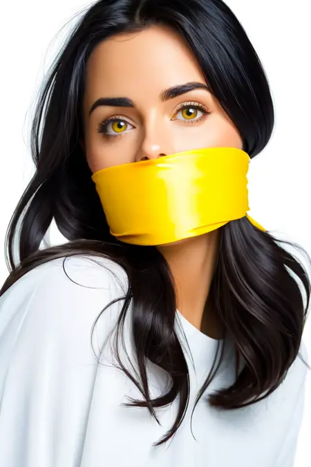 Over the mouth and hair gag (otm-oth gag) SDXL