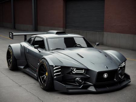 cyberpunk (((hotrod zeekars))) (with glowing rims), wide tires, at the parking lot, <lora:zeekars:0.65>
