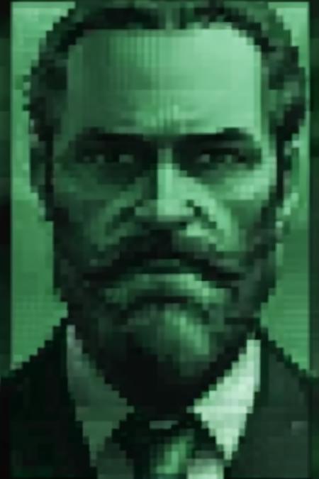 best quality, <lora:mgscodec:0.7> mgscodec, green theme, portrait, monochrome, 1man, old man, beard, suit, necktie, closed mouth, solo, looking at viewer